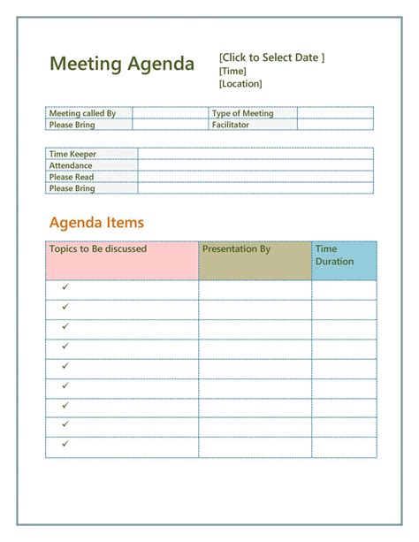 free agenda templates in word.